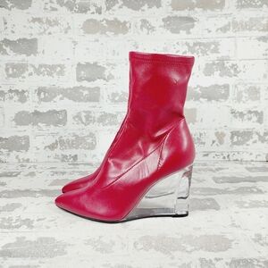 NEW Open Edit Cranberry Erika Wedge Ankle Bootie W118